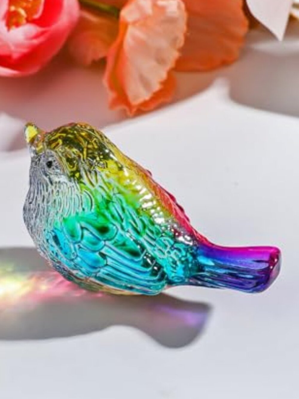 Glass Birds Figurines Decor for Home, Handmade Miniature Small Crystal Bird Gift
